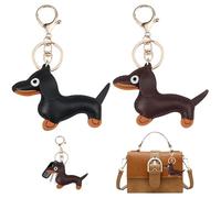 2 Stück Dackel Schlüsselanhänger,Dackel Anhänger Leder,Süßer Welpe Hunde Taschenanhänger,Schlüsselanhänger Dackel Deko,Charms Taschenanhänger Hund,Dackel Geschenke für Lieblingsmensch,Frauen,Männer