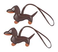 2 Stück Dackel Schlüsselanhänger,PU Süße Welpe Hundetasche Anhänger,Leder Glücksbringer Dackel Keychain,Schlüsselanhänger Hund,Dackel Geschenke für Lieblingsmensch Fraue Männe Geburtstag Schlüsselring