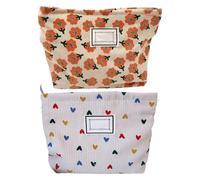 2 Stück Damen-Kulturbeutel, Tragbare Kosmetiktasche, Cord-Aufbewahrungstasche, Retro-Reißverschlusstasche, Reise-Finishing-Tasche.