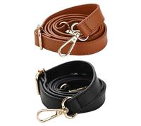 2 Stück Damen Leder-Umhängegurte, Satchel-Ersatzgurte, verstellbare Schultergurte, Schultertaschen-Tragegurte, Leder-Spaghetti-Träger (schwarz und braun)