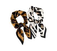 2 Stück Damen-Schal Leopardenmuster - 70x70 cm Quadratischer Schal & Seidentuch Damen , Elegantes Halstuch aus Satin-Chiffon für Accessoires, Passt zum Büro, Abend oder Reise