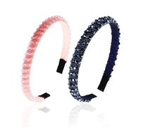 2 Stück Damen-Stirnbänder, Glitzer-Kristall-Stirnbänder, Perlen-Stirnbänder, Elegante Damen-Stirnbänder, Modische Stirnbänder, Kleid-Stirnbänder, Strass-Stirnbänder