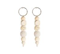 2 Stück Danke Geschenke Schlüsselanhänger mit Karte, Holz Perlen Schlüsselanhänger, Klein Dankeschön Geschenke, Einfache Personalisierte Geschenke für Freundin Lehrerin Kollegin und Abschiedsgeschenk