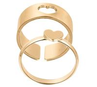2 Stück Dekorative Partnerringe Herzform aus Kupfer Gold für Frauen | Kreativ, Schlicht und Elegant, Angenehm zu Tragen, Rostfrei, für Ehepaar Geschenkideen und Pärchen