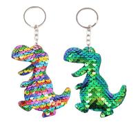 2 Stück Dinosaurier-Schlüsselanhänger Mit Pailletten, Kreative Schlüsselanhänger, Taschenanhänger, Kinder-Schlüsselanhänger Mit Pailletten, Niedliche Schlüsselanhänger
