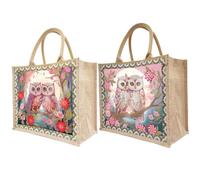 2 Stück DIY Punkt Diamant Umweltschutz Tasche Eule Paar Diamant Kunst Malerei Handtasche Einkaufstasche