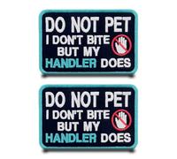 2 Stück DO NOT PET I DON'T BITE BUT MY HANDLER DOES Lustige Patch Stickerei Taktische Militär Aufnäher mit Stickerei Airsoft Patch für Taktische Hund Kleidung Baseballkappe Weste Hundegeschirr