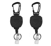 2 Stück einziehbarer Schlüsselanhänger mit Gürtelclip und 80 cm langem Edelstahlkabel für Camping, Wandern, Outdoor-Aktivitäten, langlebiges ABS-Material
