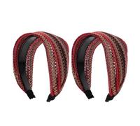 2 Stück Elegantes Haarband im Vintage Boho Stil aus Gewebe | Breiter Rand, Besticktes Muster, für Lange und Lockige Haare, Reise, Alltag, Festival