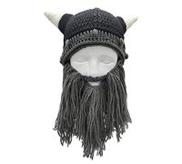 2 Stück Eltern Kind Strickmütze, warm, für Bart und Schnurrbart, coole Bartmütze, Hornmütze, Winter, warme Maske, Totenkopf Mütze, Halloween Strickmütze für Männer, Frauen, Mädchen, Fransen, Baby