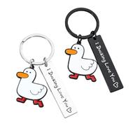 2 Stück Enten-Schlüsselanhänger, Buchstaben-Schlüsselanhänger, Edelstahl-Schlüsselanhänger, Gepäck-Schlüsselanhänger, Kreative Anhänger-Dekoration