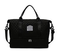 2 Stück Faltbare Reisetasche Damen Umhängetasche Gepäcktaschen Fitness große Kapazität Aufbewahrungshandtaschen FüR Reisen(Black)