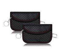 2 Stück Faraday Bag Keyless Go Schutz Kohlefaser Autoschlüssel Strahlenschutz Tasche RFID Funk Schlüssel Blocker Tasche mit Haken und Schlüsselring Autoschlüssel Schutzhülle