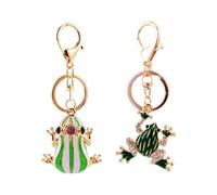 2 Stück Frosch-Schlüsselanhänger, Kreative Süße Schlüsselanhänger, Cartoon-Tier-Schlüsselanhänger, Mit Strass Besetzte Schlüsselanhänger, Geschenk-Schlüsselanhänger