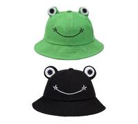 2 Stück Froschhut, Cartoon-Tierhut, Sonnenhut, Süßer Fischerhut, Fischerhut, Faltbarer Outdoor-Hut, Damen-Sonnenhut