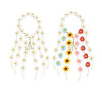 2 Stück Gänseblümchen-Stirnband, Boho-Stirnband, Gänseblümchen-Stirnband, Verstellbares Blumen-Stirnband, Scrunchie-Stirnband, Sonnenblumen-Stirnband