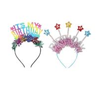 2 Stück Geburtstagsstirnbänder, Regenbogen-Design-Kronen, Geburtstags-Kopfbedeckungszubehör, Geeignet Für Frauen- Und Mädchenpartys.
