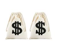 2 Stück Geldbeutel, Geldbeutel Mit Dollarzeichen, Münzbeutel, Canvas-Geldbeutel, Banksparbeutel, Dieb-Kostüm, Bankräuber-Kostüm, Western-Cowboy-Kostümzubehör, Osterbeutel