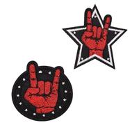 2 Stück Gesten Musik Hip Hop Lustiger Patch Bügelbild Aufbügler Iron On Sew On Flicken Taktisch Abzeichen Militär Applikation für Weste Rucksäcke Jacke Kleidung Taschen T-Shirt Baseballkappe