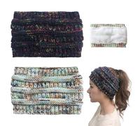 2 Stück Gestrickte Stirnbänder für Damen - Warme Winter-Ohrenschützer, Geflochten, Bequem, Mit Fleece Gefüttert für Outdoor-Sportarten