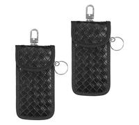 2 Stück Gewebte Schlüsseltasche, Pu-Er-Schlüsseltasche, Signalabfangjäger, Autoschlüssel-Schutztasche (Schwarz)