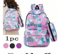 2 Stück Graffiti Kontrast Farbige Schulranzen, Cartoon Liebesbrief Muster Rucksäcke, geeignet für Frühlingsausflüge und täglichen Gebrauch