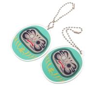 2 Stück Grüner Daruma Schlüsselanhänger aus Acryl mit Glückscharme | Japanischer Anhänger, Kreative Daruma Puppe, Vielseitig Nutzbar, Elegantes Design, für Tasche und Schlüssel