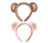 2 Stück Haarbänder mit Bärenohren für Familientreffen, Plüsch-Stirnband für Damen, zum Waschen des Gesichts, Cosplay, Party