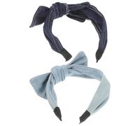 2 Stück Haarband mit Schleife für Damen, Breiter Jeans Look | Kunststoff und Polyester, Bequemer Sitz für Lange Tragezeit, Geeignet für Gesichtswaschroutinen und Mottopartys