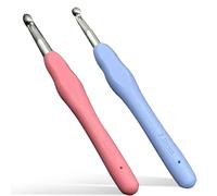 2 Stück Häkelnadeln,Häkelnadel 8mm,Häkelnadel 7mm,Bunt Griff Häckelnadeln Set,Häkelnadel,Häkelnadeln Crochet Hook,Ergonomische Frame für Anfänger und Häkelgarn,aus Kunststoff Komfortgriff,Häkelset