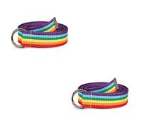 2 Stück Herren Damen Gürtel RegenbogenGürtel, 135 Cm Gürtel Mit Doppelter Ringschnalle, Gestreifter Kontrast Plus Größe Canvas-Gurtband, Beiläufiger Wilder Super Langer Dekorativer Segeltuchgürtel