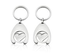 2 Stück Herz-Schlüsselanhänger, Metall-Token-Schlüsselanhänger, Trolley-Token-Schlüsselanhänger, Abnehmbarer Einkaufswagen-Anhänger, Einkaufswagen-Zubehör