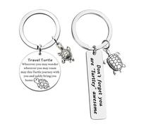 2 Stück Inspirierende Schildkröten-Schlüsselanhänger, Edelstahl-Schlüsselanhänger, Geschenk-Schlüsselanhänger, Gravierte Schlüsselanhänger