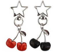 2 Stück Kirsch-Schlüsselanhänger, Modische Kirsch-Schlüsselanhänger, Stern-Kirsch-Anhänger, Mädchen-Taschen-Anhänger, Kreative Obst-Anhänger