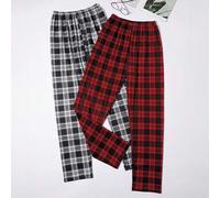 2 Stück klassische karierte Muster Pyjama Hosen für Teenager Jungs, bequeme Lounge Hosen