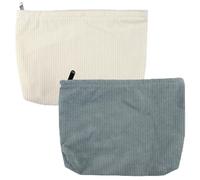 2 Stück Kleine Kosmetiktasche, Groß Kapazität Kosmetiktasche Cord, Kosmetiktasches Damen, Multifunktionaler Schminktasche Damen, Tragbar Kosmetikbeutel, für Damens und Frauen (Hellblau und Cremeweiß)