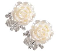 2 Stück Knopfabdeckungen für Frauen Blusen Manschettenknöpfe mit Kamelienblume und Kunstperlen Goldene Basis Rose Floral mit funkelnden Diamanten, Eine Größe, Wie beschrieben, Wie beschrieben