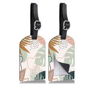 2 Stück Kofferanhänger aus Kunstleder Gepäckanhänger Mit Adressschild Luggage Tag PU-Leder Wasserdichte UV-Druck Doppelseitiges Personalized ID Etiketten Reisezubehör
