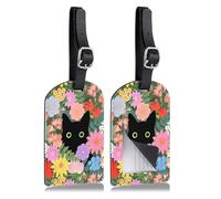 2 Stück Kofferanhänger aus Kunstleder Gepäckanhänger Mit Adressschild Luggage Tag PU-Leder Wasserdichte UV-Druck Doppelseitiges Personalized ID Etiketten Reisezubehör