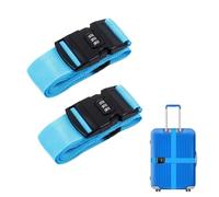 2 Stück Koffergurt mit Zahlenschloss, 200 * 5cm Kofferband, Einstellbare Kreuz Koffer Gepäckgurte mit TSA Schloss, Gepäckband für Koffer Gepäck Reisetasche (Blau)