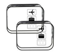 2 Stück Kosmetiktasche Reise, Zip Beutel Flugzeug, Kosmetiktasche Transparent, Tragbare Durchsichtige Tasche, Kulturbeutel Transparent, 1 Liter Beutel Flugzeug HandgepäCk(Transparent Schwarz)