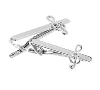 2 Stück Krawattenklammer mit Musiknoten Motiv aus Kupfer Silber | Klassisch Retro Schlicht Elegant, für Krawatten und Sakko, Business Präsentationen