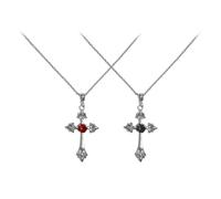 2 Stück Kreuz-Halskette, rote Schmuck-Halskette, Halsschmuck-Accessoires, Hexen-Accessoires für Damen, Gothic-Kreuz-Halskette, Halskette für Mottoparty, Karneval.