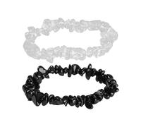 2 Stück Kristall-Kies-Armbänder, Stretch-Armbänder, Unregelmäßiger Kristallschmuck, Kies-Armbänder, Edelstein-Armbänder, Modische Kristall-Armbänder