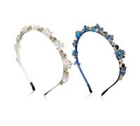 2 Stück Kristall-Strass-Stirnbänder, Elegante Stirnbänder, Glänzende Stirnbänder, Damen-Haar-Accessoires, Damen-Dünne Haarbänder, Bekleidungszubehör, Haar-Accessoires