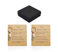 2 Stück Kristallenergie-Schlüsselanhänger, 1 Stück Schmuck-Geschenkbox, Mit Inspirierenden Karten, Glücksheilungsornamenten, Damen-Mondstein-Schlüsselanhänger.