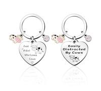 2 Stück Kuh-Schlüsselanhänger, Lustige Schlüsselanhänger, Kuhmädchen-Zubehör, Anhänger-Schlüsselanhänger, Tier-Schlüsselanhänger, Geschenke Für Mädchen