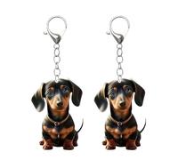 2 Stück Langohr-Hundeautoanhänger, Acrylanhänger, Süße Hundeanhänger, Dackel-Schlüsselanhänger, Geschenkanhänger