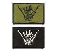 2 Stück Lustig Geste Armee Grün Schwarz Abzeichen Patch Hook & Loop Nylon Flagge Patch Taktische Aufnäher Applikation Ausdrücke Kostüm Zubehör für Weste Jacke Kleidung Hut Rucksäcke Jeans T-Shirt