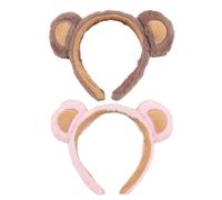 2 Stück lustige Bärenohren-Haarreifen Cartoon Plüsch Haarband Musik Festival Kopfbedeckung weibliches Gesicht waschen Stirnband für den täglichen Gebrauch